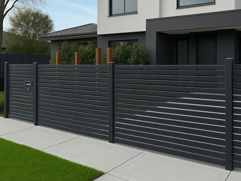 House with Aluminium Slat Fencing