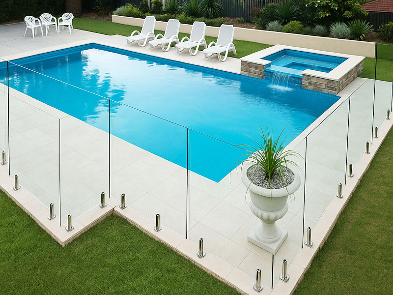 Frameless glass pool fencing